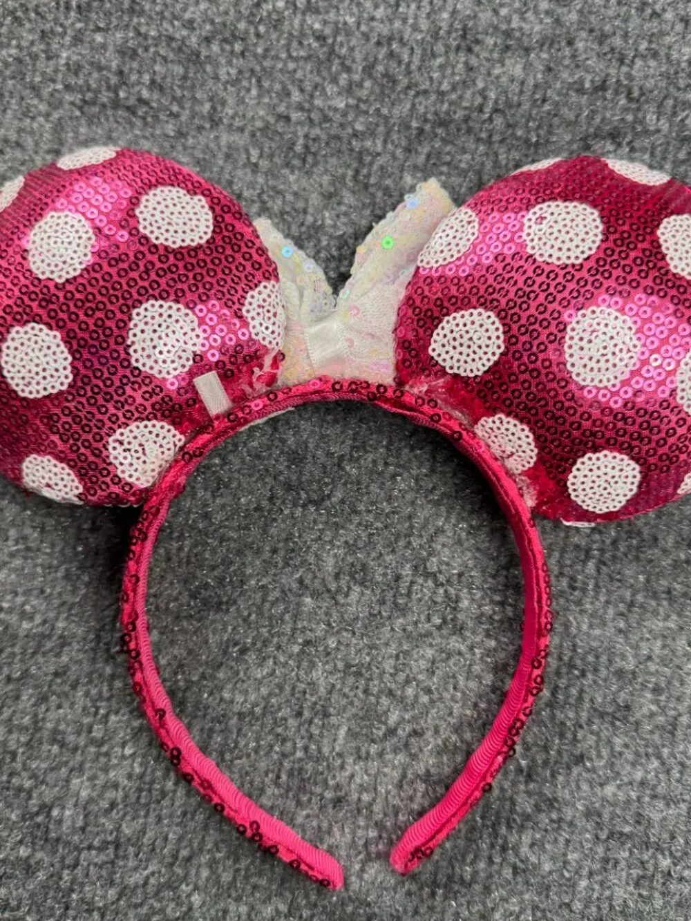 Disney Minnie Mouse Sequin Polka Dot Headband Women's Pink White